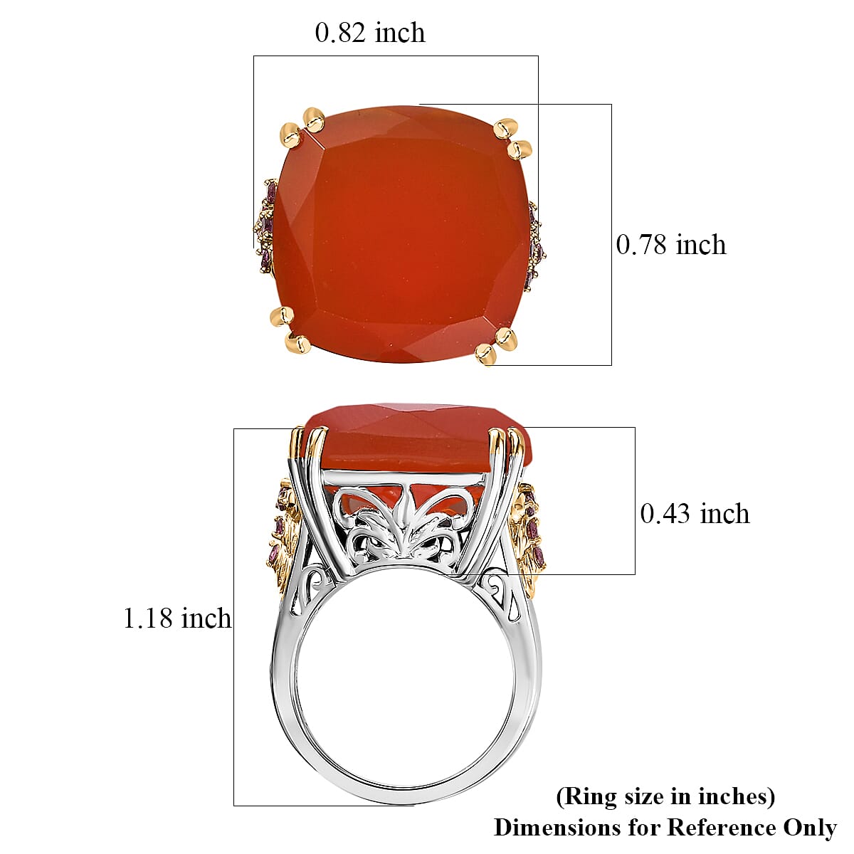 Red Onyx, Orissa Rhodolite Garnet Ring in Vermeil YG and Platinum Over Sterling Silver (Size 8.0) 14.65 ctw image number 5