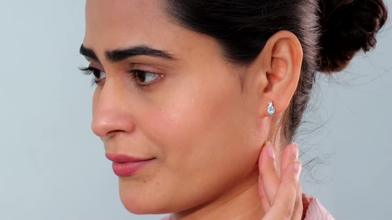 Santa Maria Aquamarine and White Zircon Leaf Earrings in Rhodium Over Sterling Silver 0.40 ctw