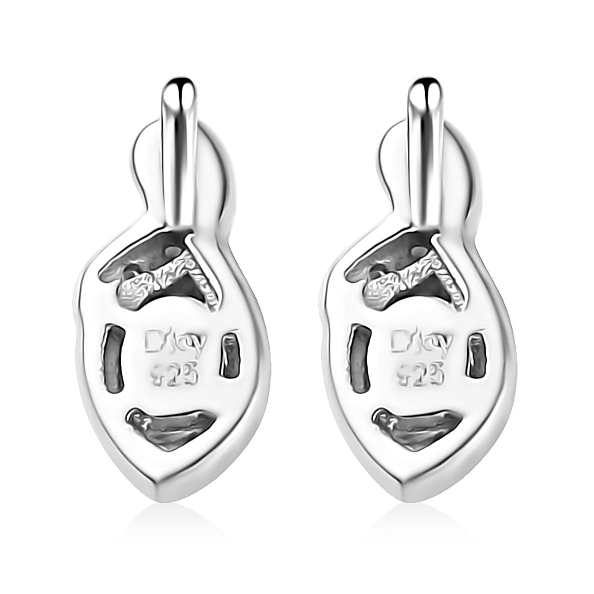 Santa Maria Aquamarine and White Zircon Leaf Earrings in Rhodium Over Sterling Silver 0.40 ctw