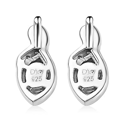Santa Maria Aquamarine and White Zircon Leaf Earrings in Rhodium Over Sterling Silver 0.40 ctw