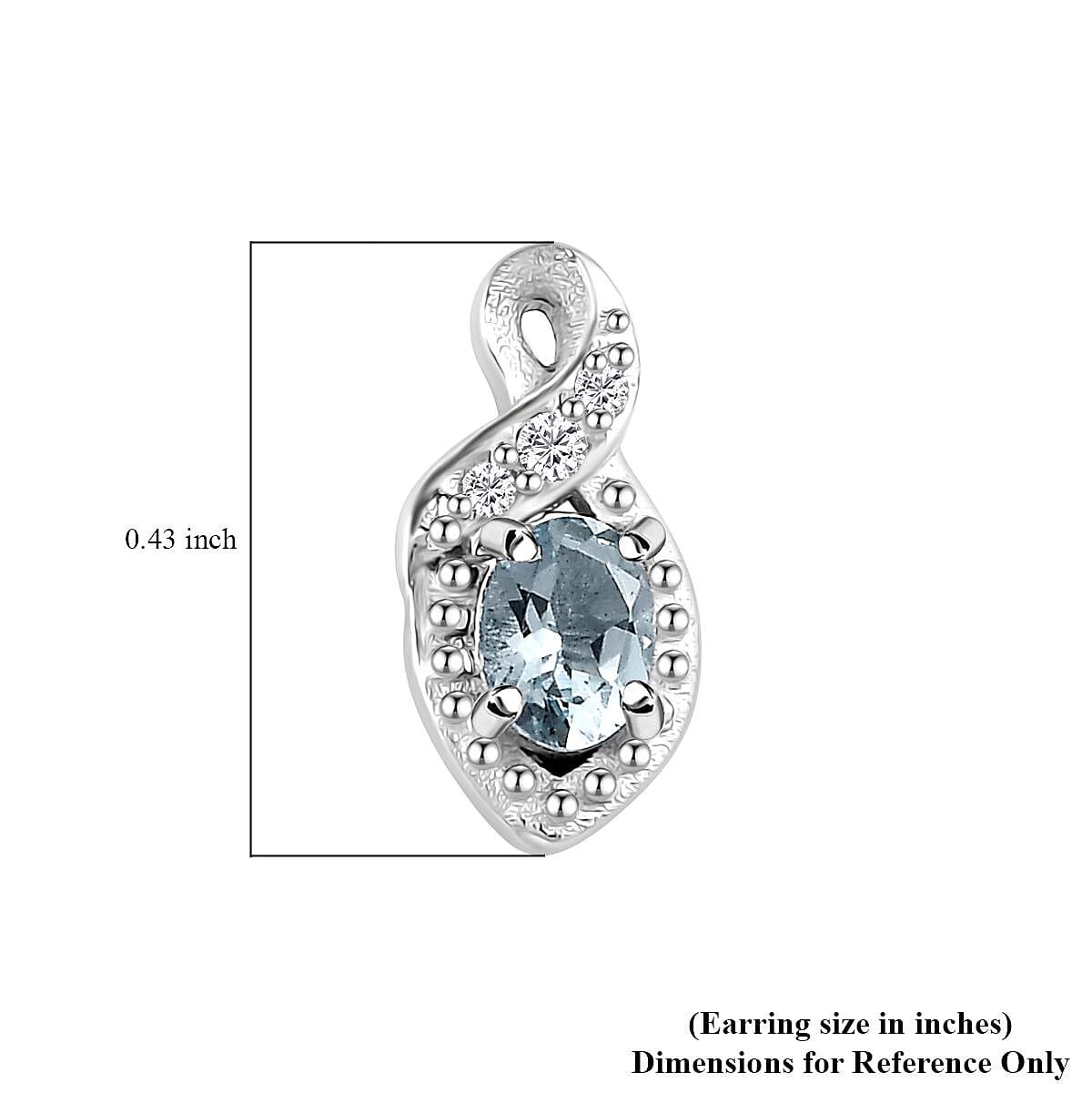 Santa Maria Aquamarine and White Zircon Leaf Earrings in Rhodium Over Sterling Silver 0.40 ctw