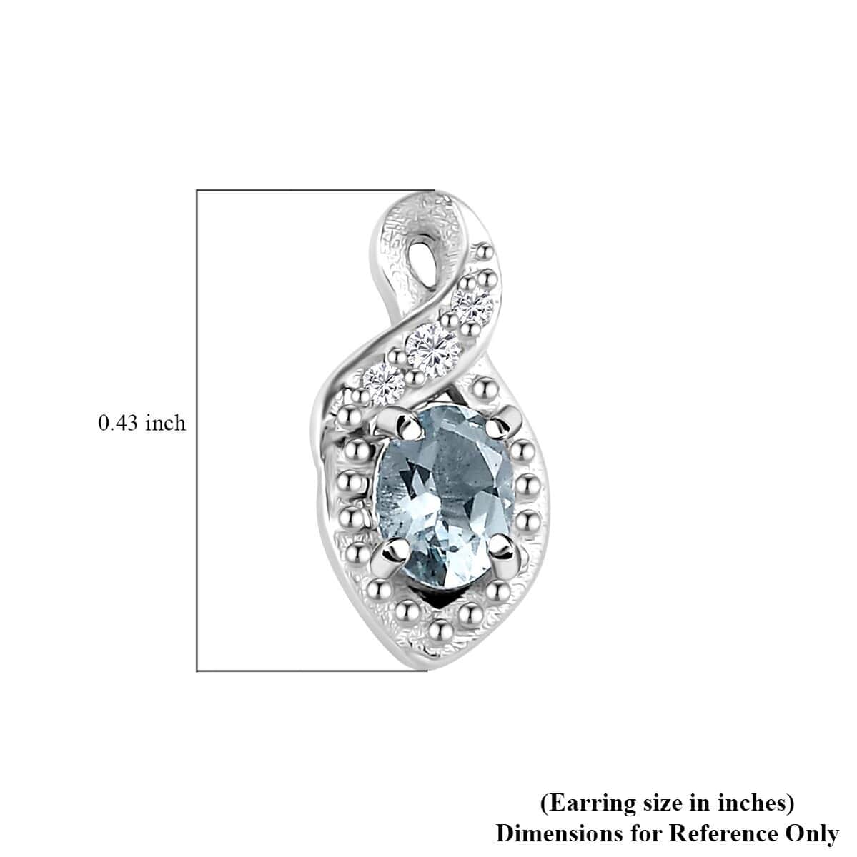 Santa Maria Aquamarine and White Zircon Leaf Earrings in Rhodium Over Sterling Silver 0.40 ctw image number 4