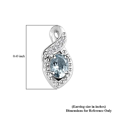 Santa Maria Aquamarine and White Zircon Leaf Earrings in Rhodium Over Sterling Silver 0.40 ctw