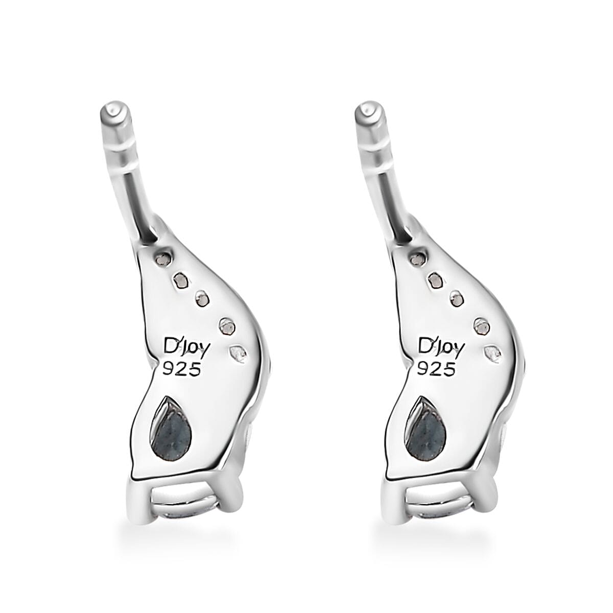 Santa Maria Aquamarine and White Zircon Leaf Earrings in Rhodium Over Sterling Silver 0.40 ctw image number 3