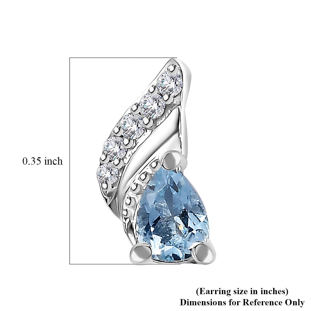 Santa Maria Aquamarine and White Zircon Leaf Earrings in Rhodium Over Sterling Silver 0.40 ctw image number 4