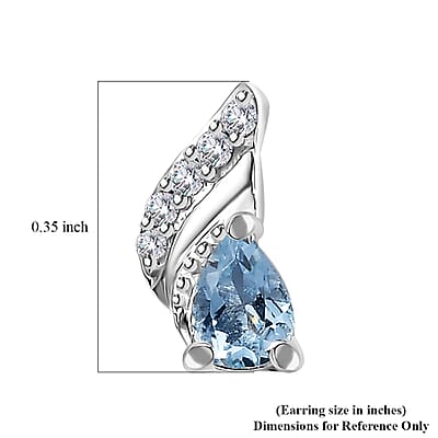 Santa Maria Aquamarine and White Zircon Leaf Earrings