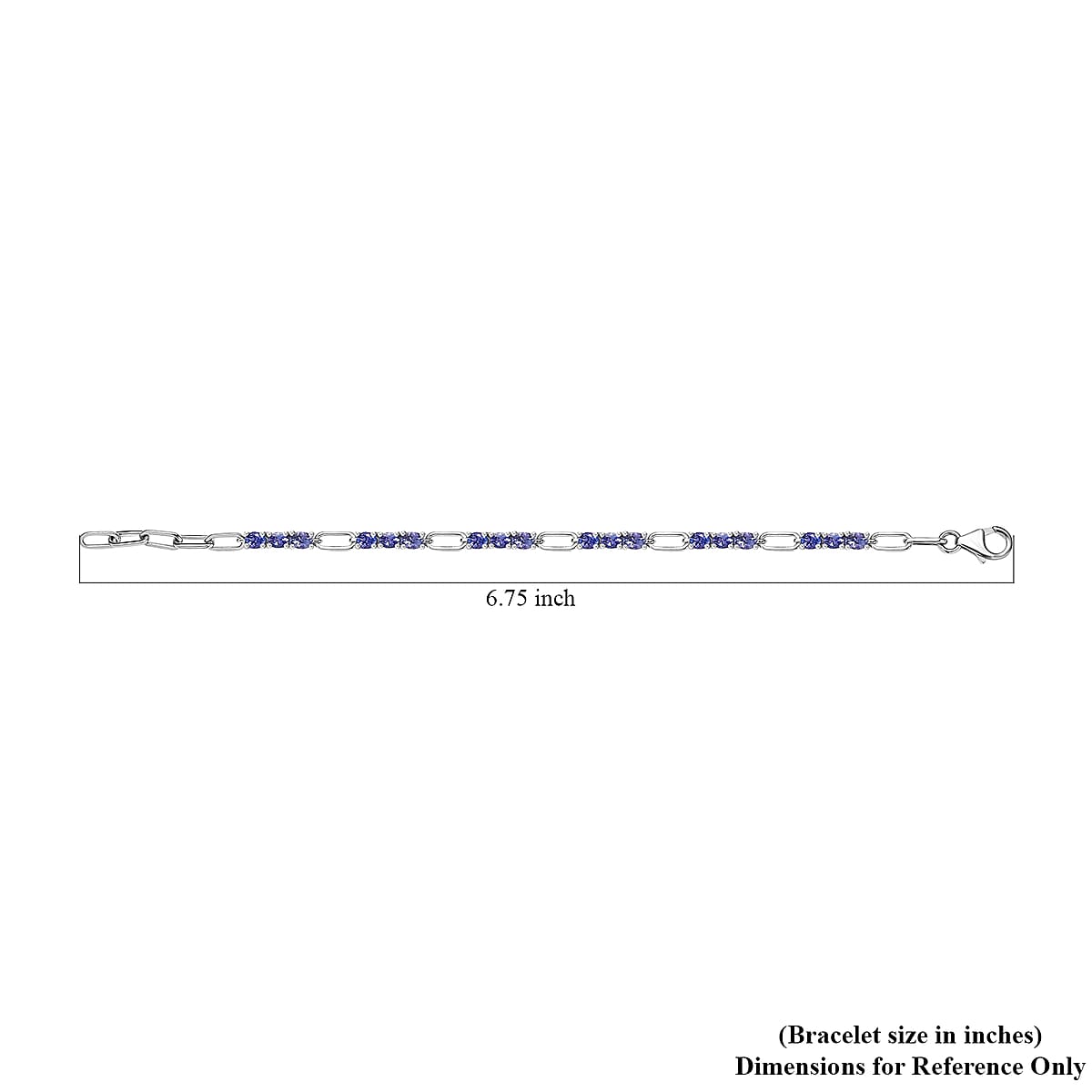 Tanzanite Paper Clip Chain Bracelet in Rhodium Over Sterling Silver (6.50 In) 3.00 ctw image number 4