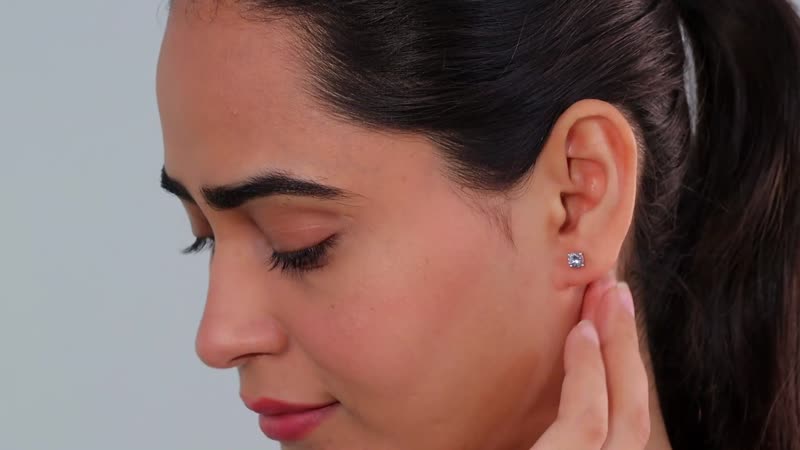 Peacock Tanzanite Solitaire Stud Earrings in Rhodium Over Sterling Silver 1.00 ctw