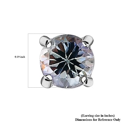 Peacock Tanzanite Solitaire Stud Earrings in Rhodium Over Sterling Silver 1.00 ctw