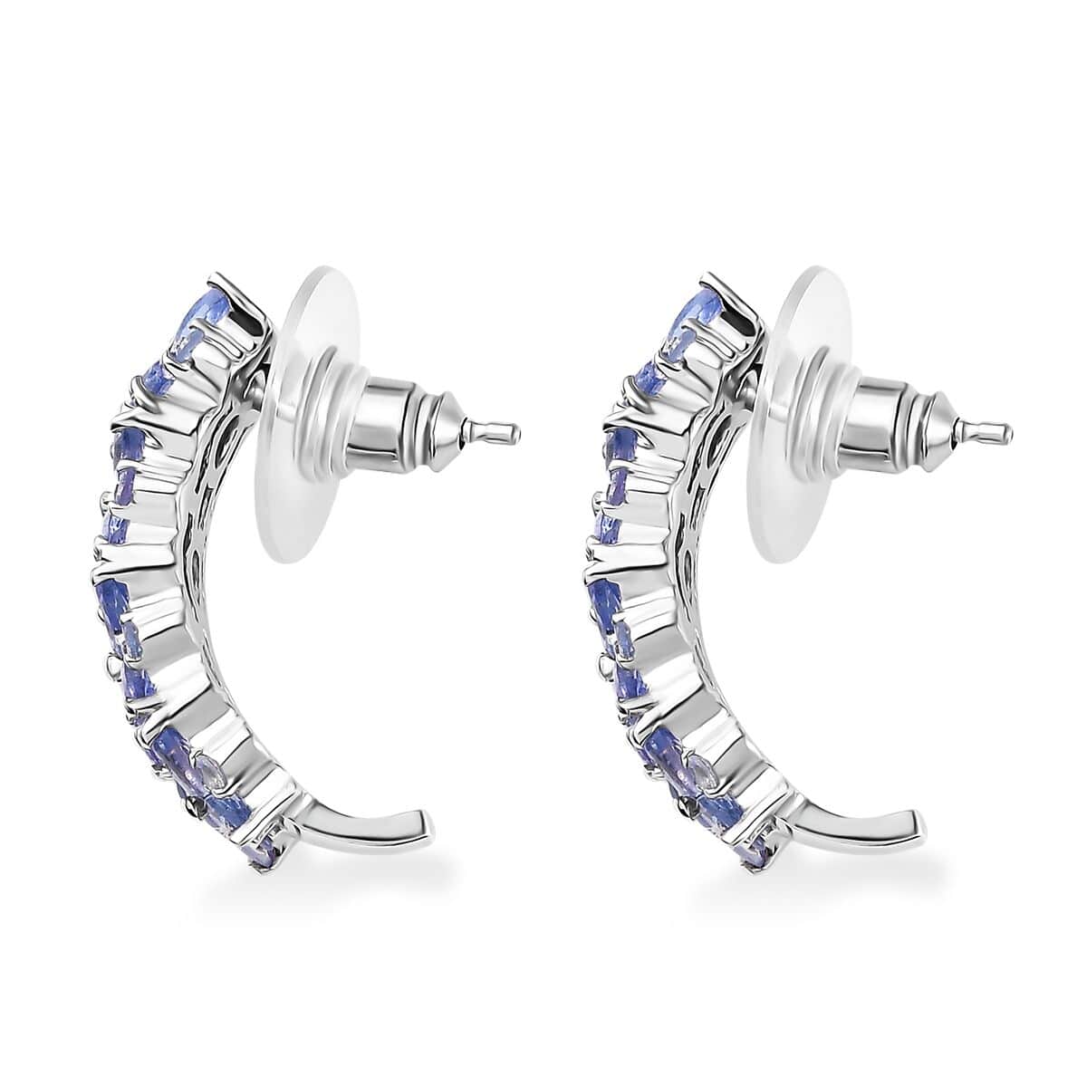 Tanzanite Floral Earrings in Rhodium Over Sterling Silver 4.00 ctw image number 3