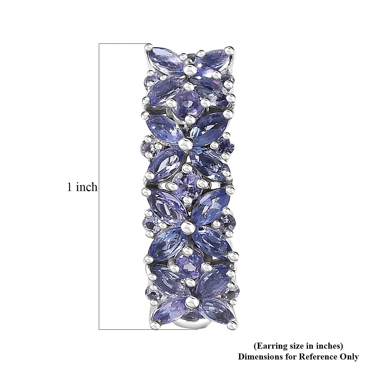 Tanzanite Floral Earrings in Rhodium Over Sterling Silver 4.00 ctw