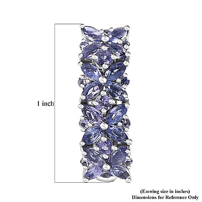 Tanzanite Floral Earrings in Rhodium Over Sterling Silver 4.00 ctw