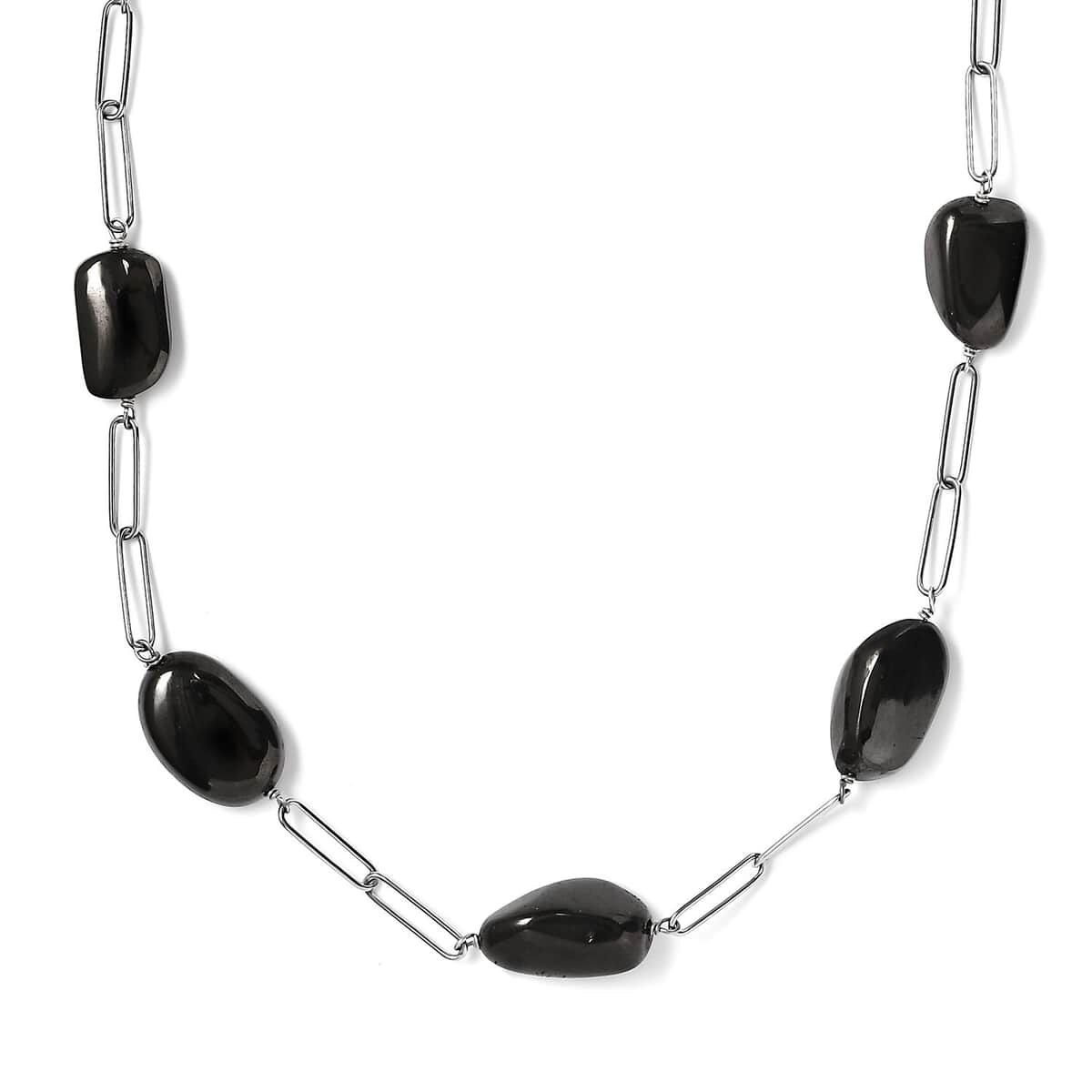 TLV Elite Shungite Station Necklace (20 Inches) in Rhodium Over Sterling Silver 50.00 ctw image number 0