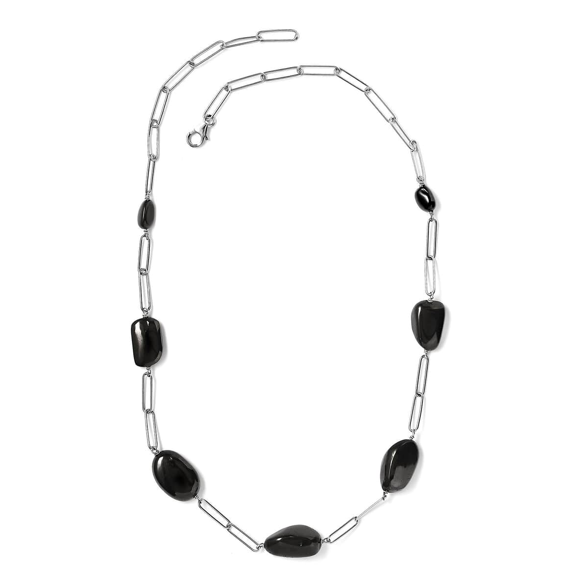 TLV Elite Shungite Station Necklace (20 Inches) in Rhodium Over Sterling Silver 50.00 ctw image number 3