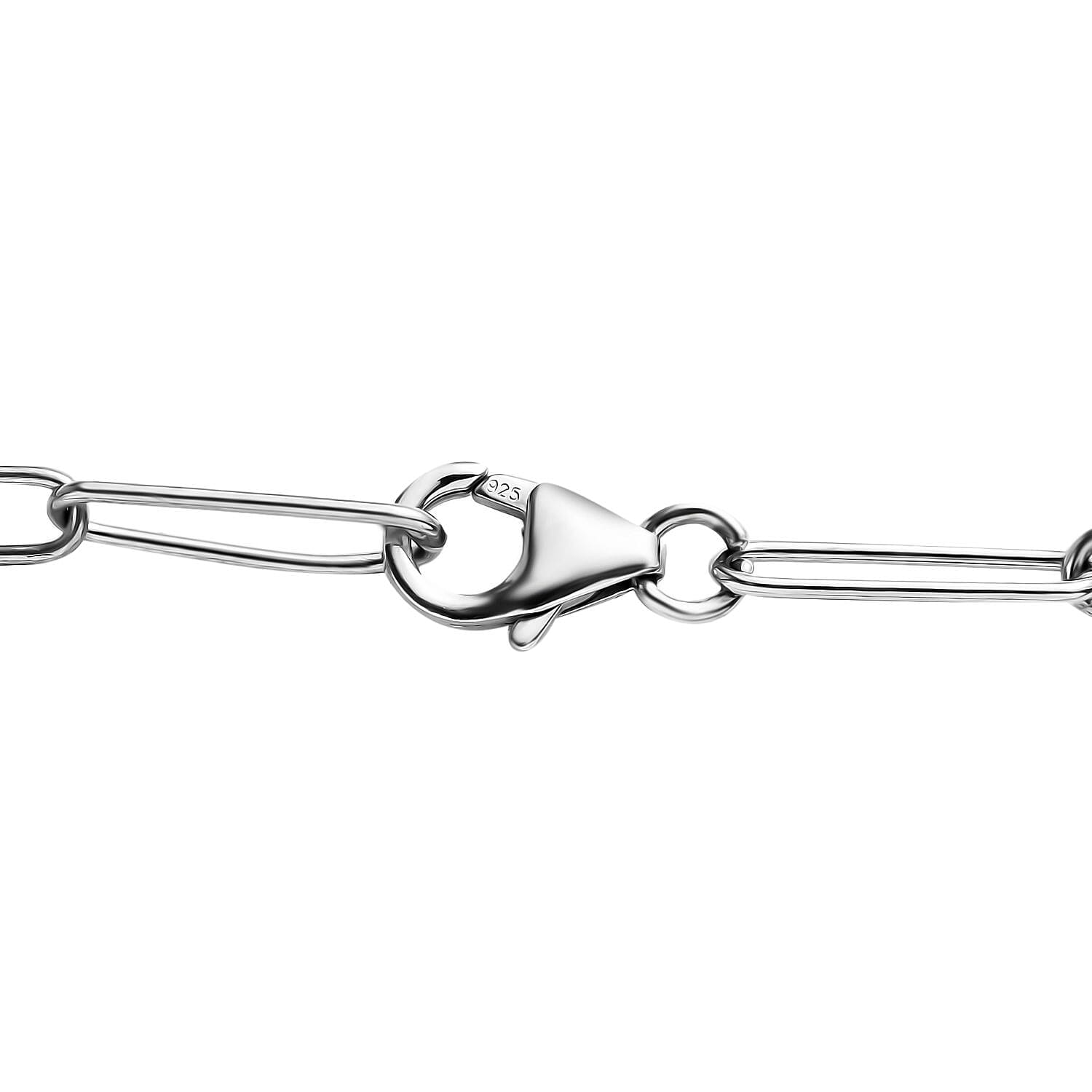 Elite Shungite Paper Clip Chain Station Necklace 20 Inches in Rhodium Over Sterling Silver 50.00 ctw