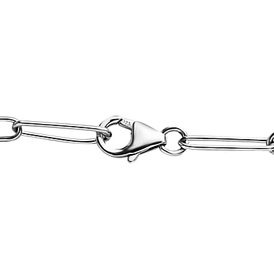 Elite Shungite Paper Clip Chain Station Necklace 20 Inches in Rhodium Over Sterling Silver 50.00 ctw