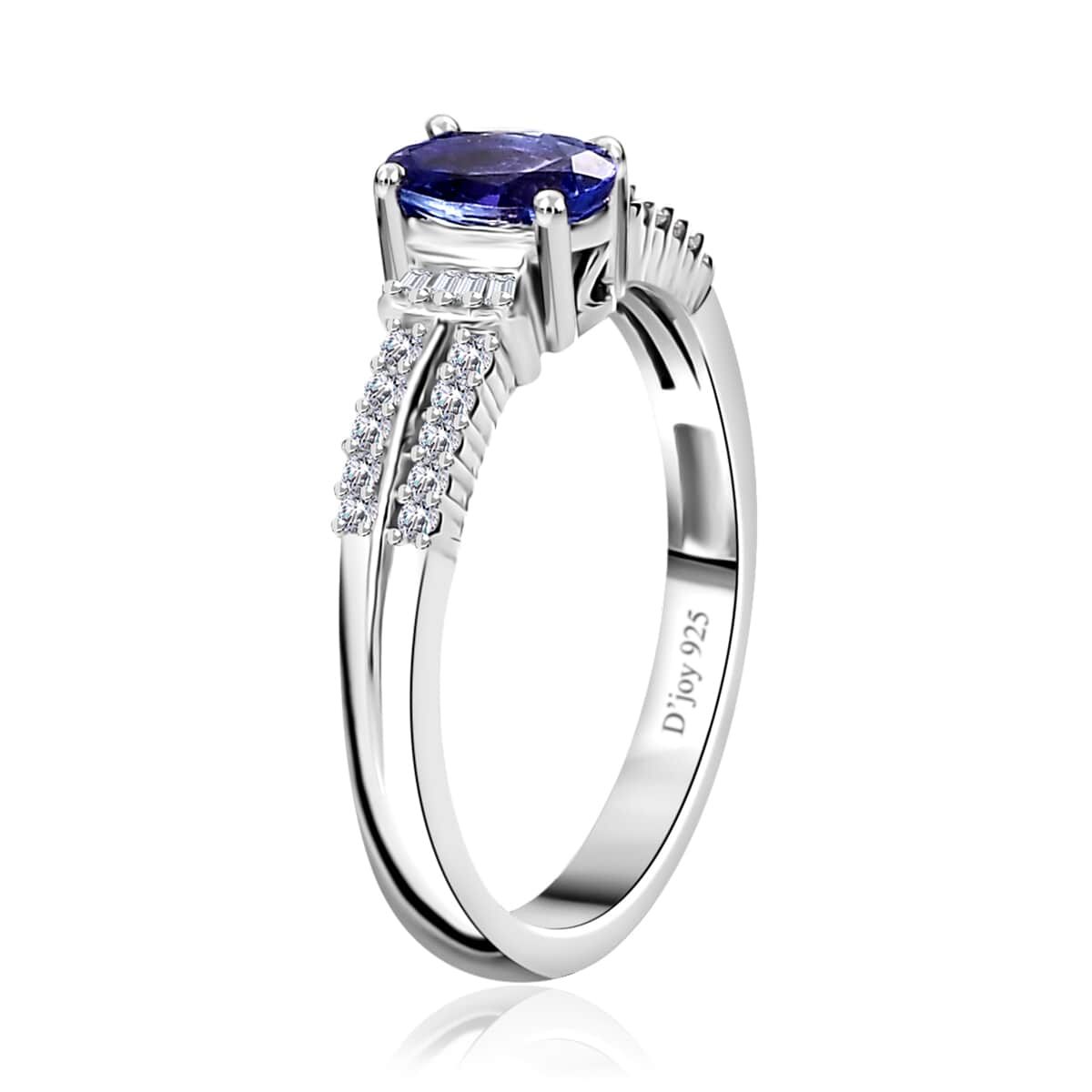 AAA Tanzanite and Diamond Ring in Rhodium Over Sterling Silver (Size 7.0) 0.85 ctw image number 3