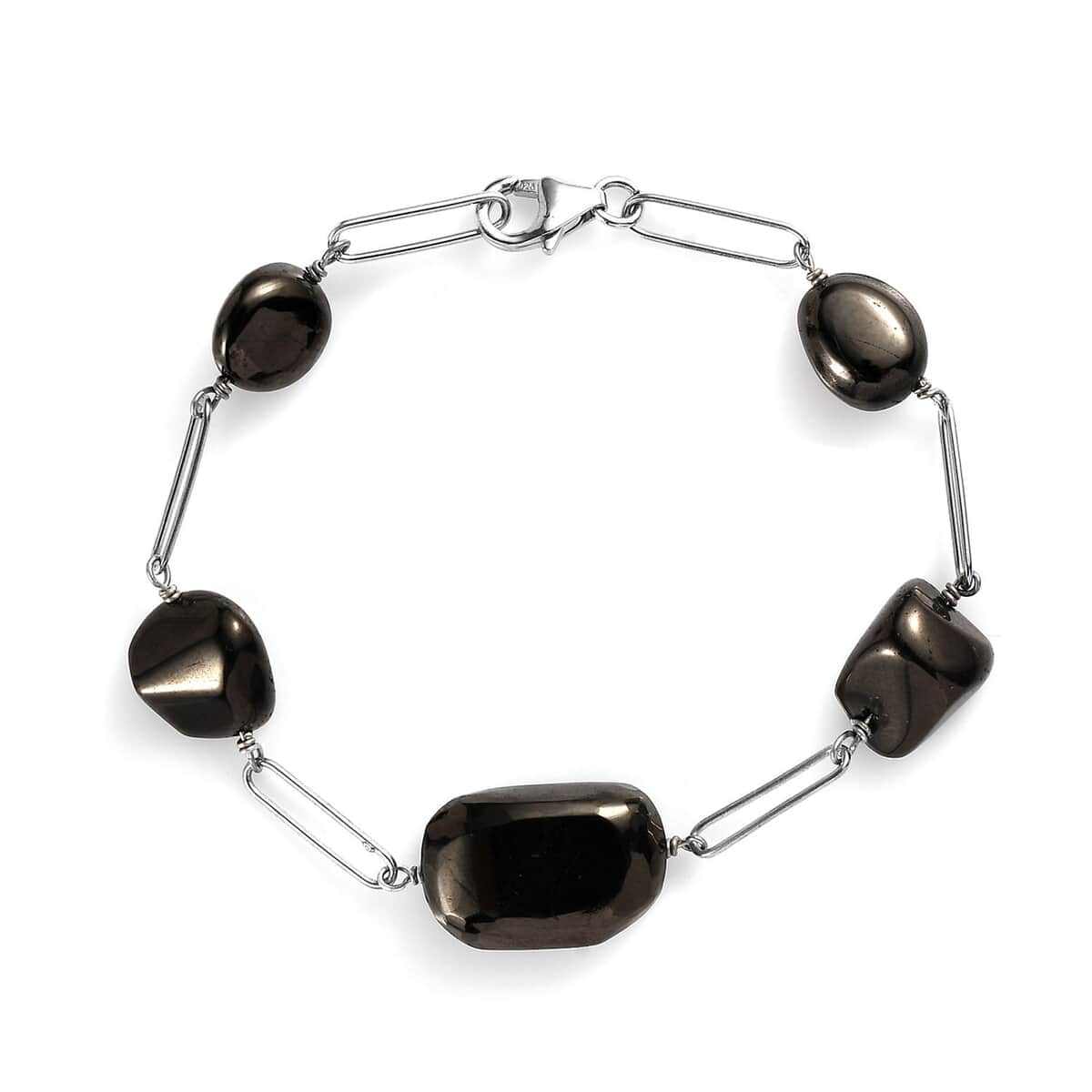 TLV Elite Shungite Station Bracelet in Rhodium Over Sterling Silver (7.50 In) 27.00 ctw image number 0