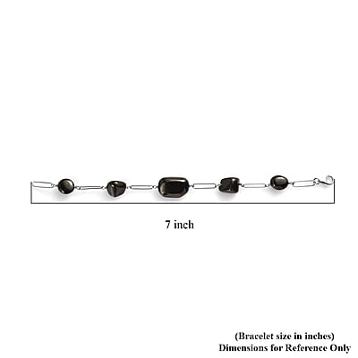 Elite Shungite Paper Clip Chain Station Bracelet in Rhodium Over Sterling Silver (7.50 In) 27.00 ctw