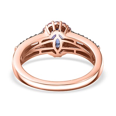 AAA Tanzanite and Multi Gemstone Kephi Ring in 18K Vermeil Rose Gold Over Sterling Silver (Size 10.0) 1.65 ctw
