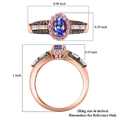 AAA Tanzanite and Multi Gemstone Kephi Ring in 18K Vermeil Rose Gold Over Sterling Silver (Size 10.0) 1.65 ctw