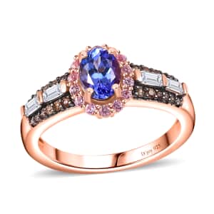 AAA Tanzanite and Multi Gemstone Kephi Ring in 18K Vermeil Rose Gold Over Sterling Silver (Size 7.0) 1.65 ctw