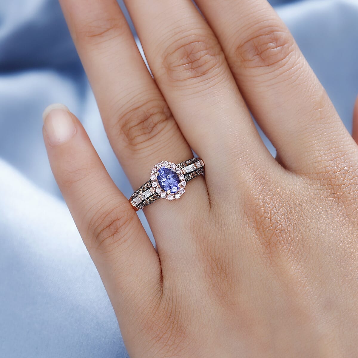 AAA Tanzanite and Multi Gemstone Kephi Ring in 18K Vermeil Rose Gold Over Sterling Silver (Size 9.0) 1.65 ctw image number 2