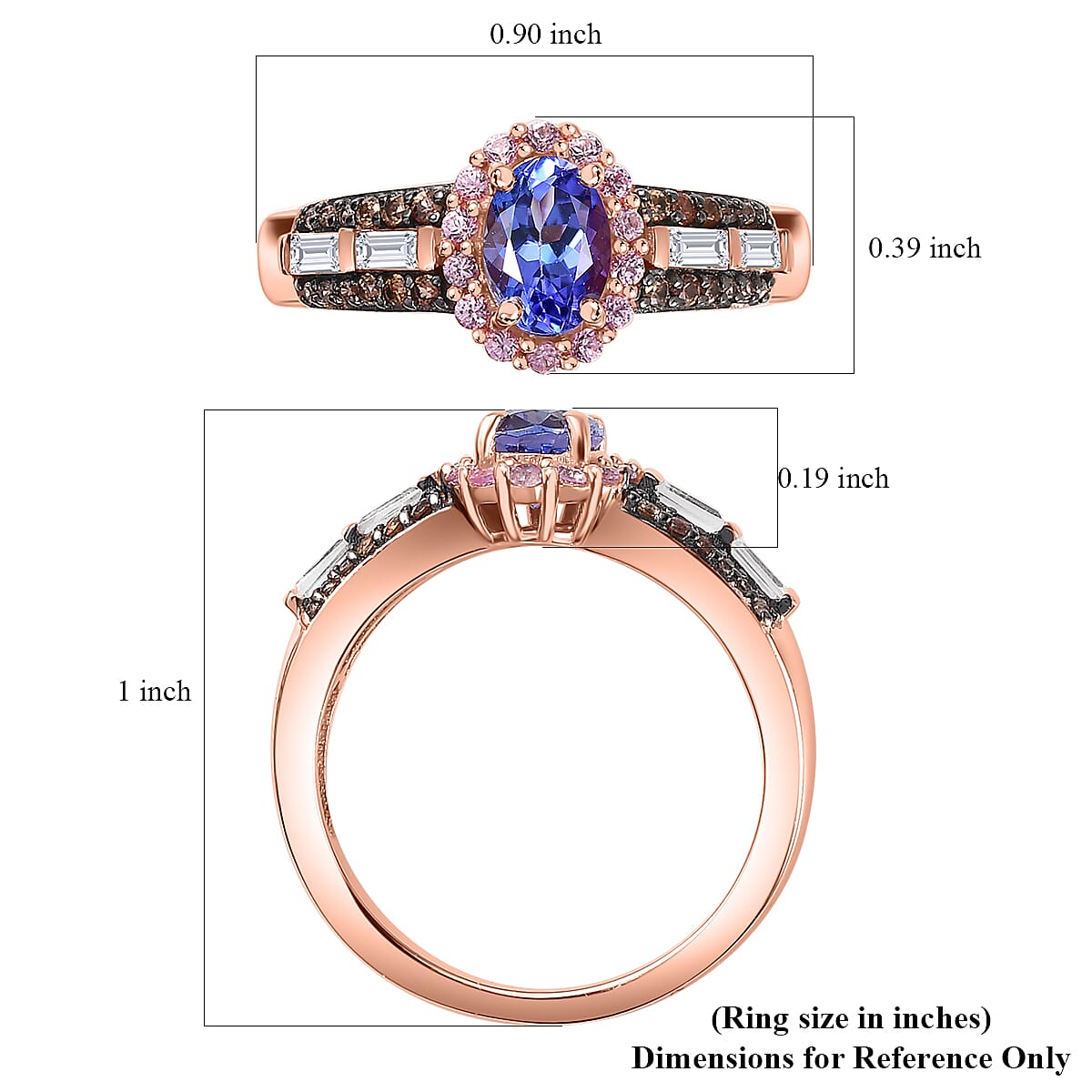 AAA Tanzanite and Multi Gemstone Kephi Ring in 18K Vermeil Rose Gold Over Sterling Silver (Size 9.0) 1.65 ctw image number 5