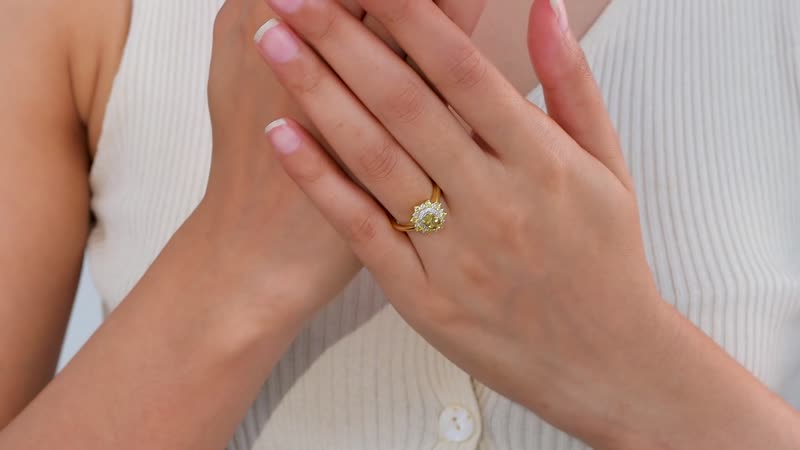 Golden Tanzanite, White Zircon Ring in 18K Vermeil YG Over Sterling Silver (Size 7.0) 1.65 ctw
