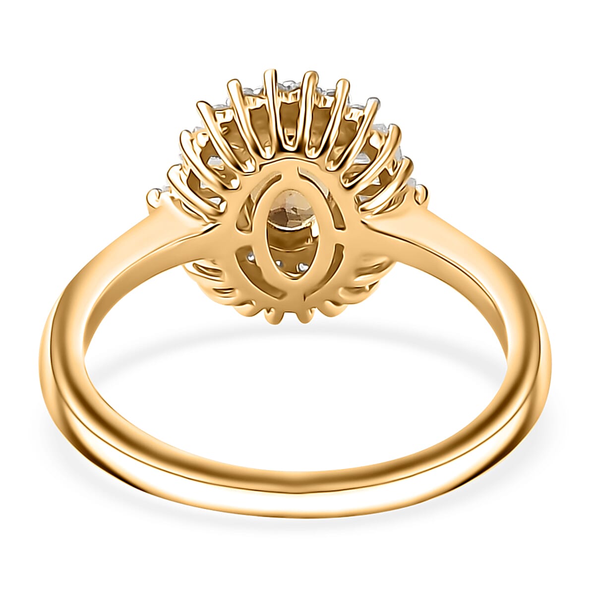Golden Tanzanite and White Zircon Sunburst Ring in 18K Vermeil Yellow Gold Over Sterling Silver (Size 10.0) 1.65 ctw