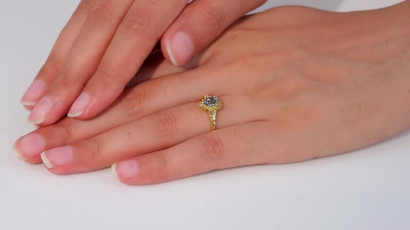 Green Tanzanite, Yellow Diamond (IR) (0.20 cts) Ring in 18K Vermeil YG Over Sterling Silver (Size 6.0) 0.90 ctw