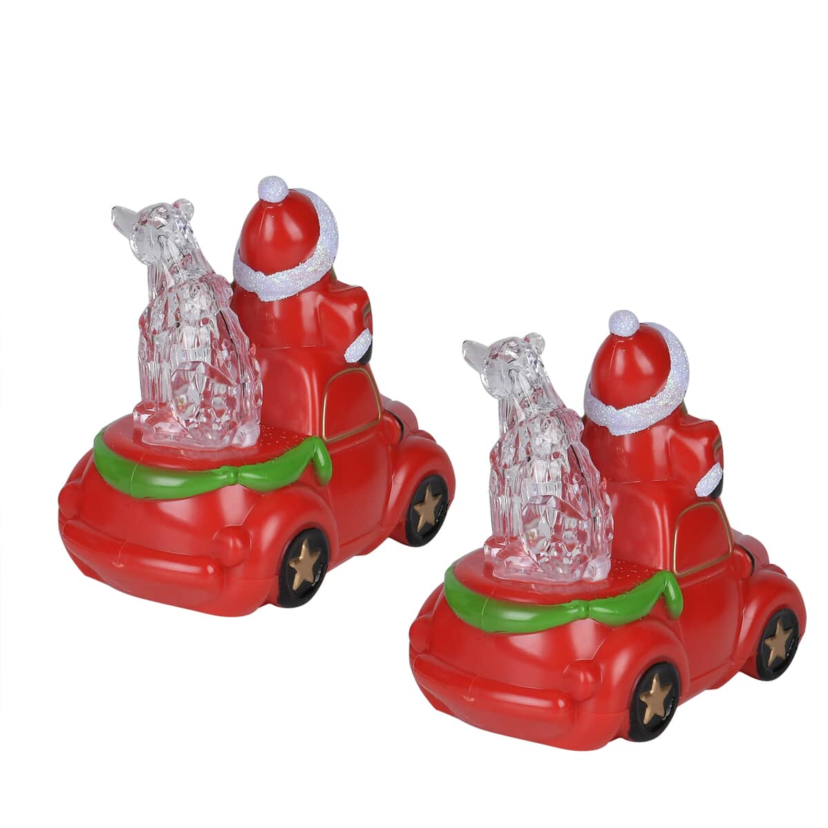 Set of 2 Red Christmas Decor Snowman Car image number 3