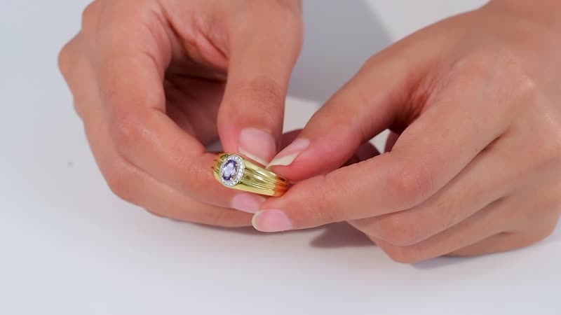 Peacock Tanzanite, White Zircon Men's Ring in 18K Vermeil YG Over Sterling Silver (Size 10.0) 0.80 ctw