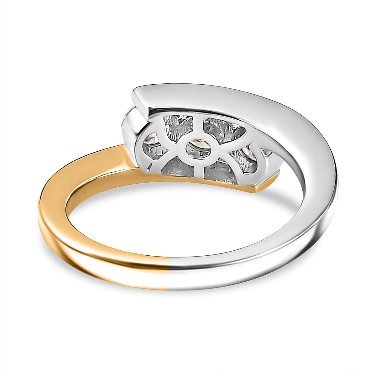 Moissanite 0.67 ctw 3 Stone Ring in Vermeil Yellow Gold Over Sterling Silver (Size 11.5)