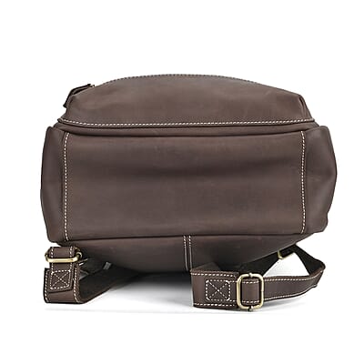 Italy Retro Noble Collection Coffee Genuine Leather Backpack Bag With Handle Drop and Adjustable Double Shoulder Strap