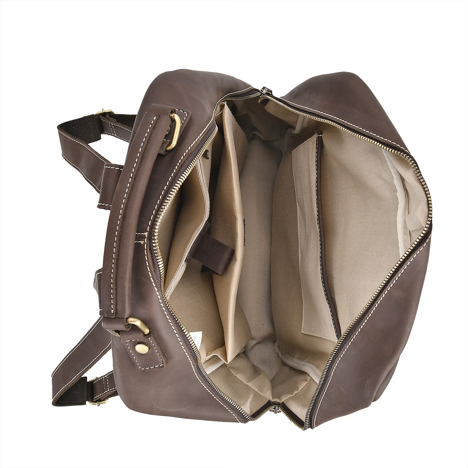 Italy Retro Noble Collection Coffee Genuine Leather Backpack Bag With Handle Drop and Adjustable Double Shoulder Strap