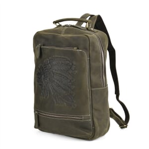 Italy Retro Noble Collection Army Green Genuine Leather Backpack Bag With Handle Drop and Adjustable Double Shoulder Strap