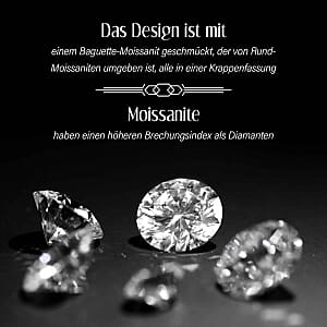 Moissanite 2.98 ctw Cluster Ring in Rhodium Over Sterling Silver (Size 6.5)
