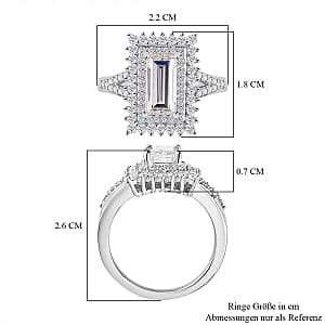 Moissanite 2.98 ctw Cluster Ring in Rhodium Over Sterling Silver (Size 6.5)