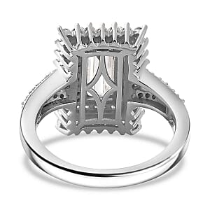 Moissanite 2.98 ctw Cluster Ring in Rhodium Over Sterling Silver (Size 6.5)