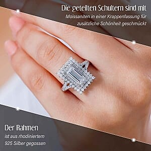 Moissanite 2.98 ctw Cluster Ring in Rhodium Over Sterling Silver (Size 10)