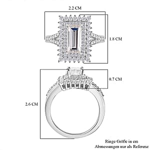 Moissanite 2.98 ctw Cluster Ring in Rhodium Over Sterling Silver (Size 10)