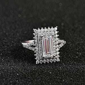 Moissanite 2.98 ctw Cluster Ring in Rhodium Over Sterling Silver (Size 10)