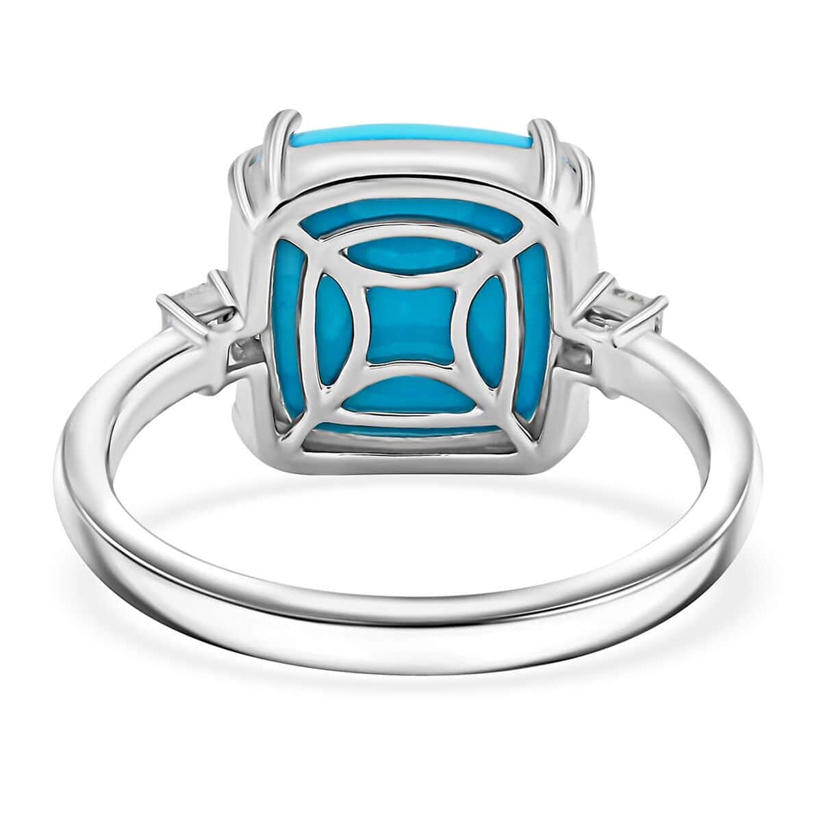 Rhapsody AAAA Sleeping Beauty Turquoise and E-F VS Diamond 4.85 ctw Ring in 950 Platinum 5.25 Grams image number 4