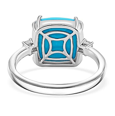Rhapsody AAAA Sleeping Beauty Turquoise and E-F VS Diamond 4.85 ctw Ring in 950 Platinum (Size 10.0) 5.25 Grams