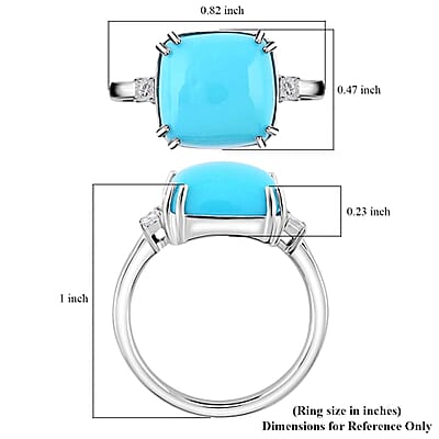 Rhapsody AAAA Sleeping Beauty Turquoise and E-F VS Diamond 4.85 ctw Ring in 950 Platinum (Size 10.0) 5.25 Grams