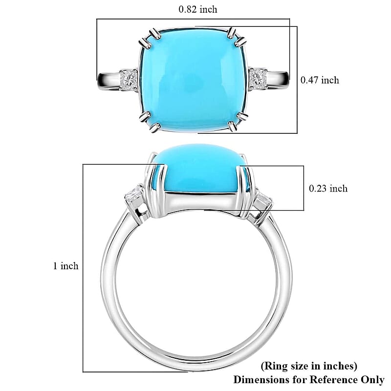 Rhapsody AAAA Sleeping Beauty Turquoise and E-F VS Diamond 4.85 ctw Ring in 950 Platinum (Size 10.0) 5.25 Grams