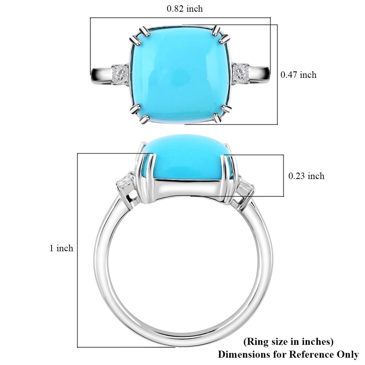 Rhapsody AAAA Sleeping Beauty Turquoise and E-F VS Diamond 4.85 ctw Ring in 950 Platinum (Size 6.0) 5.25 Grams image number 5