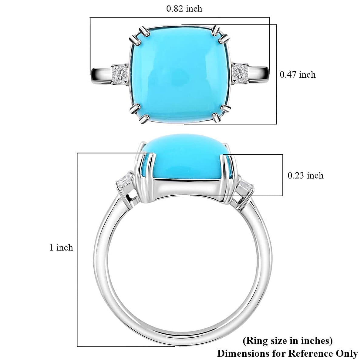Rhapsody AAAA Sleeping Beauty Turquoise and E-F VS Diamond 4.85 ctw Ring in 950 Platinum (Size 6.5) 5.25 Grams image number 5