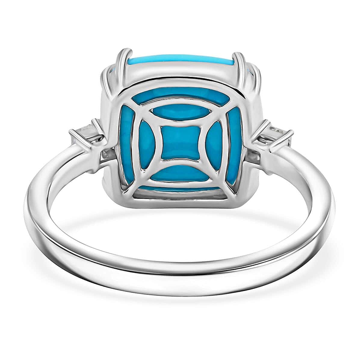 Rhapsody AAAA Sleeping Beauty Turquoise and E-F VS Diamond 4.85 ctw Ring in 950 Platinum (Size 8.5) 5.25 Grams